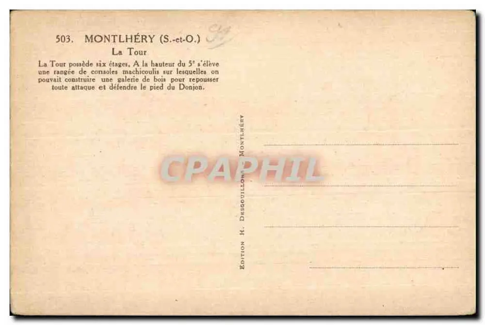 Montlhéry (S.-et-O.) — A Torre — Edição H. Desgouillons - Verso