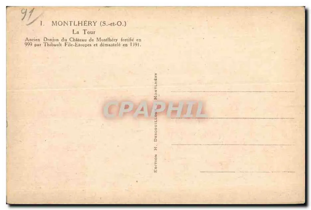 Montlhéry — A Torre — Edição H. Desouillon Montlhéry - Verso