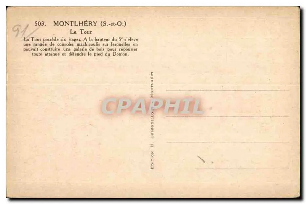 Montlhéry (S.-et-O.) — A Torre — Edição H. Desgouillons - Verso