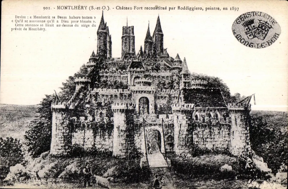 Montlhéry (S.-et-O.) — Castelo-Forte reconstruído por Roddiggiero, pintor, em 1897 — Editor: Castelo de Montlhéry - Frente
