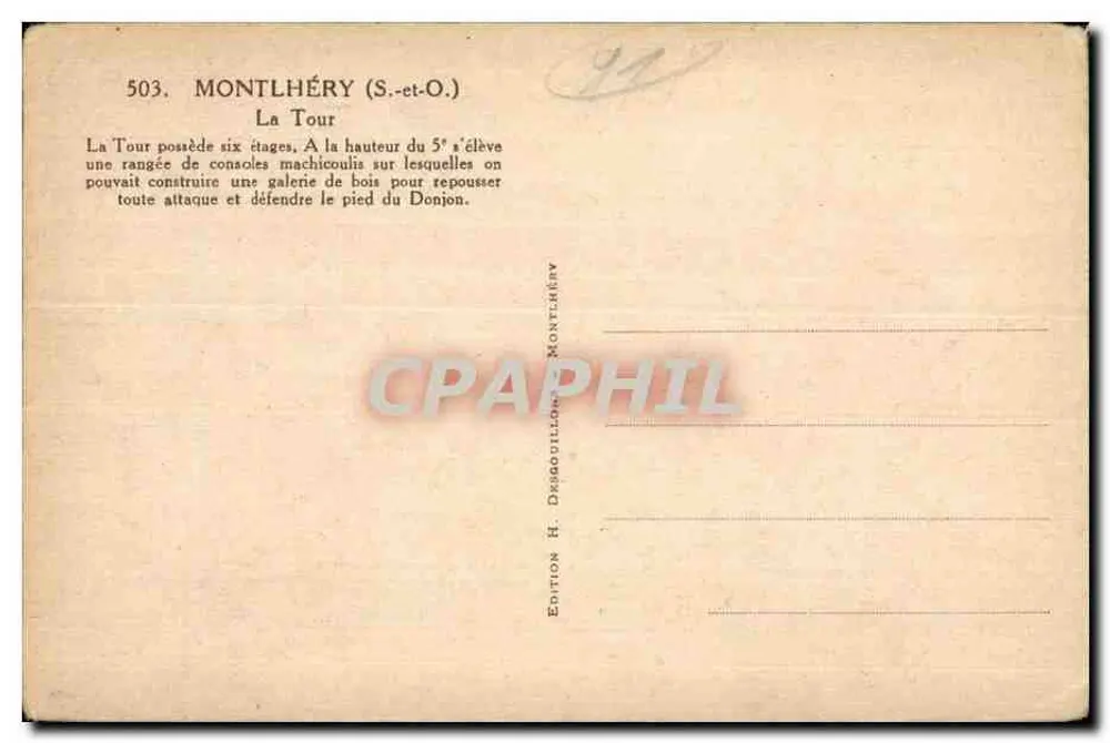 Montlhéry (S.-et-O.) — A Torre — Edição H. Desgouillons - Verso