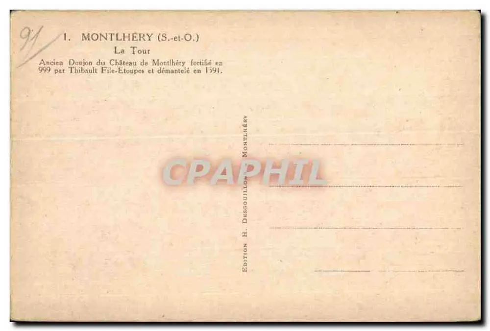 Montlhéry — Die Turm — Edition H. Descouillons - Rückseite