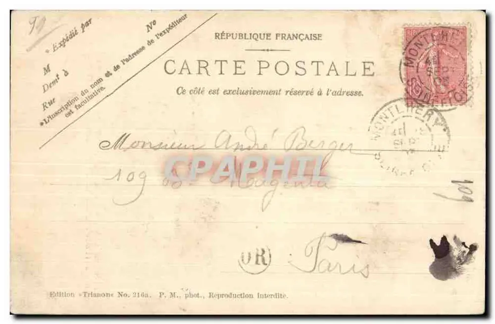 Montlhéry — A Torre, antigo donjon do castelo fortificado — Edição Trianon No. 216a - Verso
