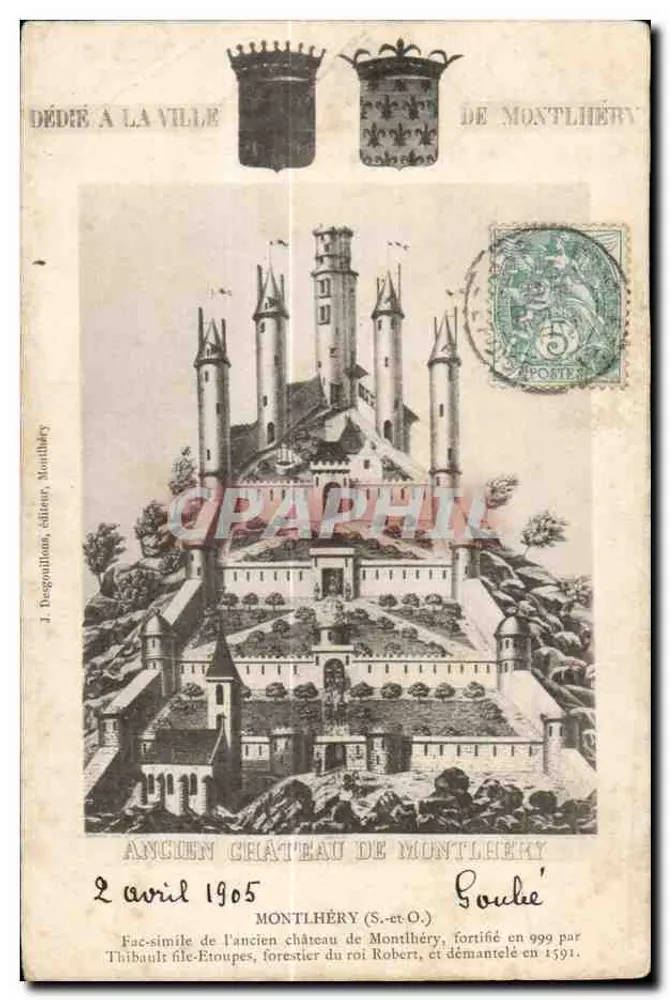 Antigo castelo de Montlhéry — vista-simile — J. Desgonillons, editor, Montlhéry - Frente