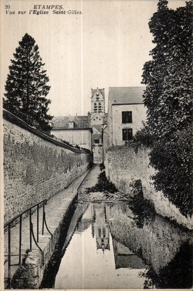 Étampes — Blick auf die Kirche Saint-Gilles — Alte Einrichtung Nejorin et Cie, Paris - Vorderseite