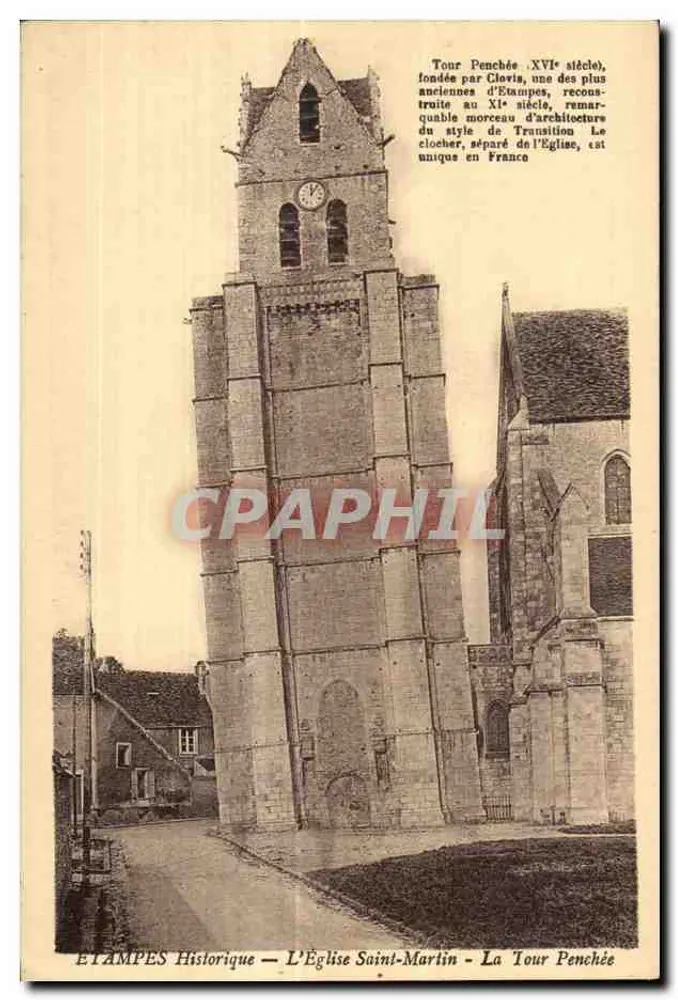 Historisches Etampes — Die Kirche Saint-Martin — Die geneigte Turm - Vorderseite
