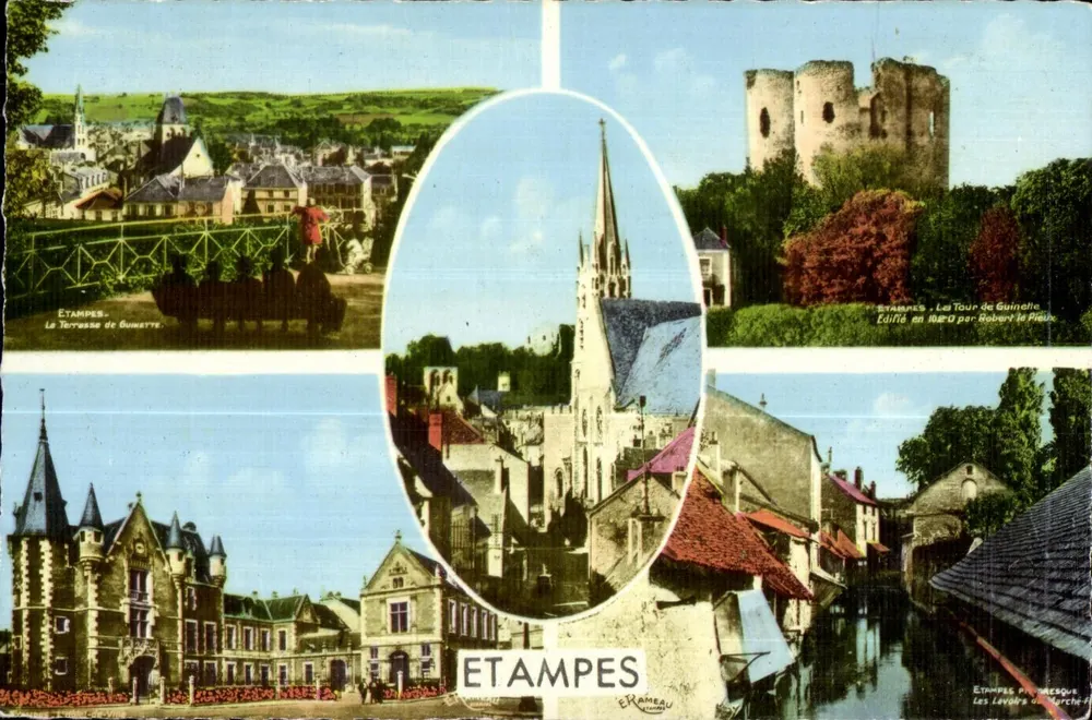 Étampes — Vista panorâmica com a Torre de Guinette e o mercado — Editor Étampes, Étampes (S.&O.) - Frente