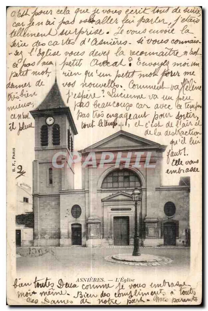 Asnières — A Igreja — B. F. Paris - Frente
