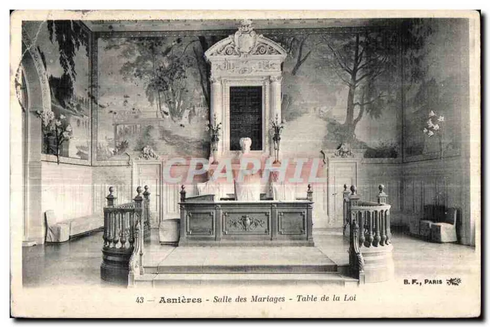 Asnières - Trauungssaal - Tafel des Gesetzes — B.F., Paris, n°43 - Vorderseite