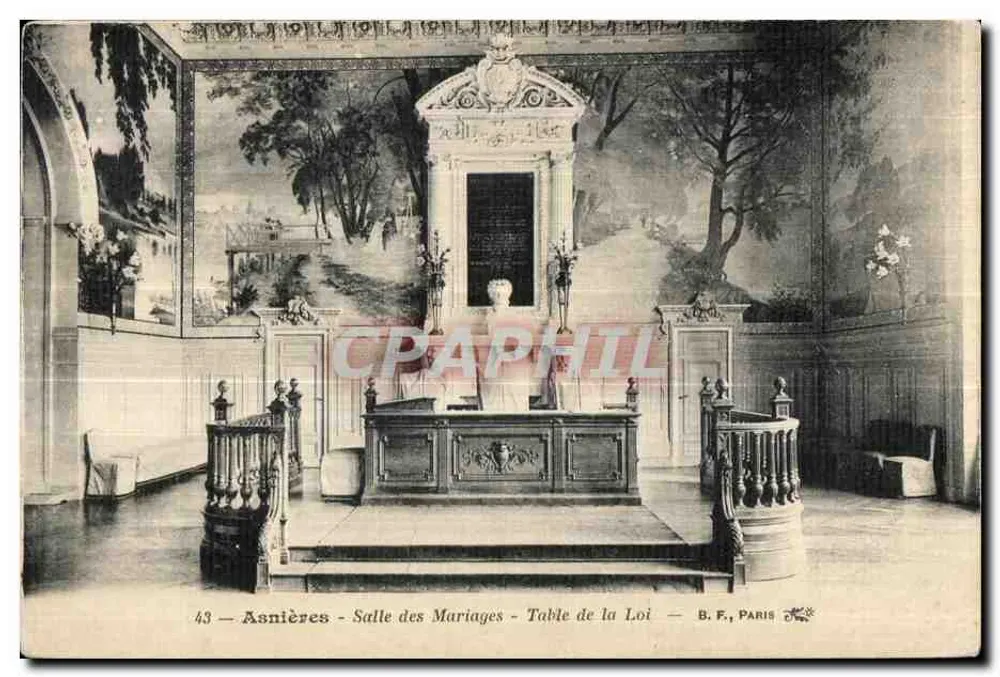 Asnières - Trauungssaal - Tafel des Gesetzes — B.F., PARIS - Vorderseite