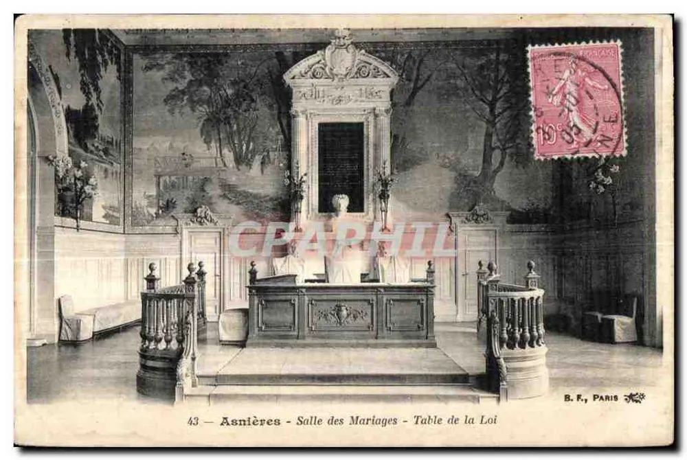 Asnières - Trauungssaal - Tafel des Gesetzes — B.F. Paris, n°43 - Vorderseite