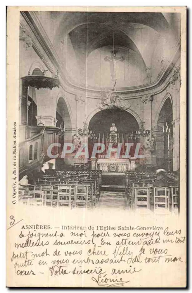Asnières — Innenansicht der Kirche Sainte-Geneviève — O. Capelle, 4. Rue de la Station, Asnières - Vorderseite