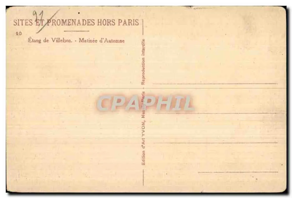 Teich von Villebon — Herbstmorgen — Édition d'Art YVON, Paris - Rückseite