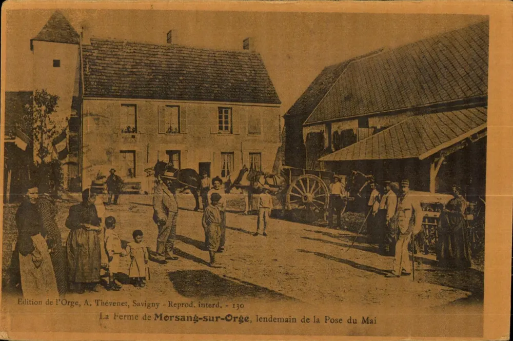 La Ferme de Morsang-sur-Orge — ländliche Szene mit Personen und Kutsche — Édition de l'Orge, A. Thévenet, Savigny - Reprod. interd. - 130 - Vorderseite