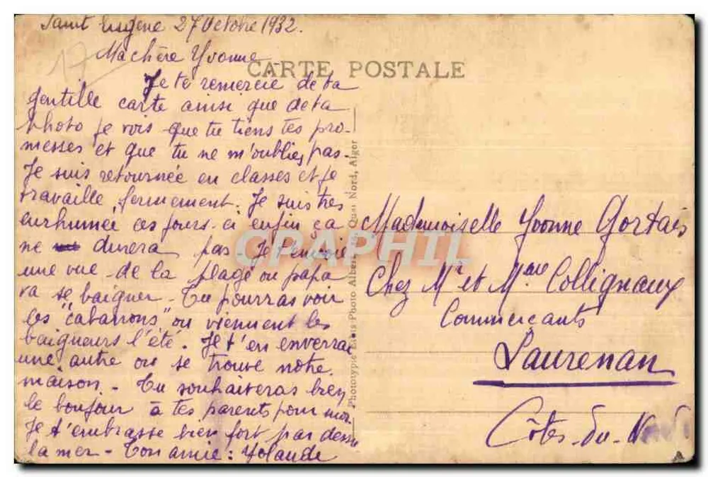 Vista dos Cabanões em Argel — Coleção Écolle - Foto Albert - Verso