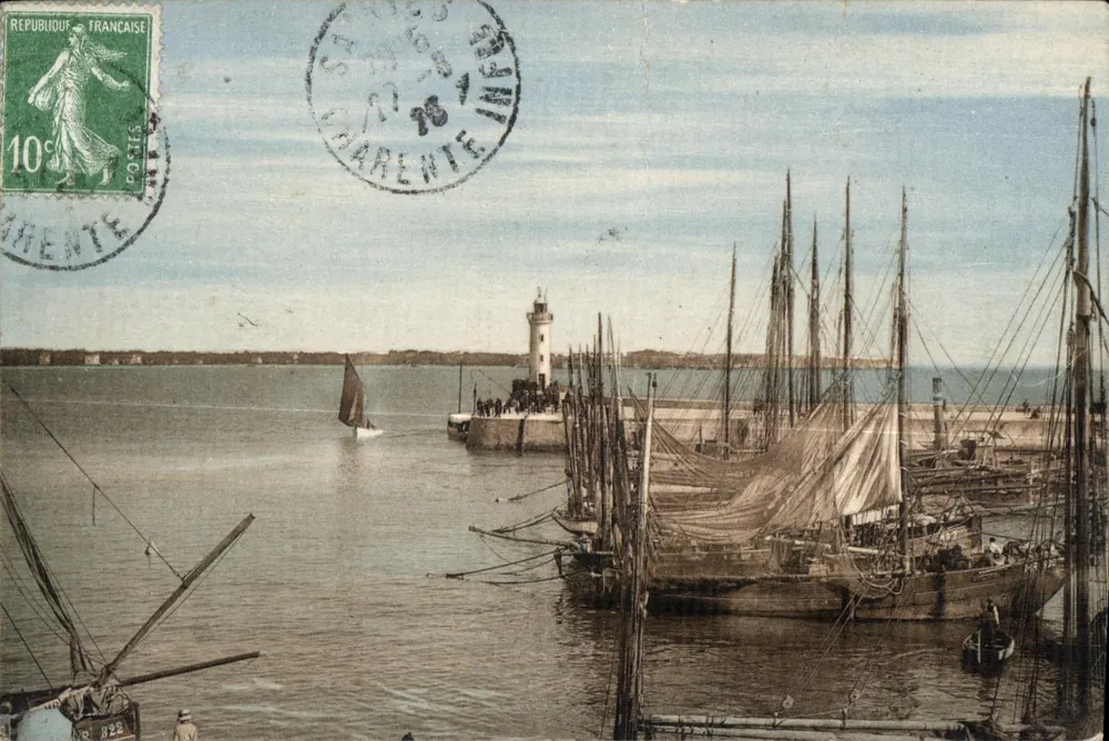 Porto de Royan — vista do porto com farol e barcos — Edição artística R. Bergevin - Frente