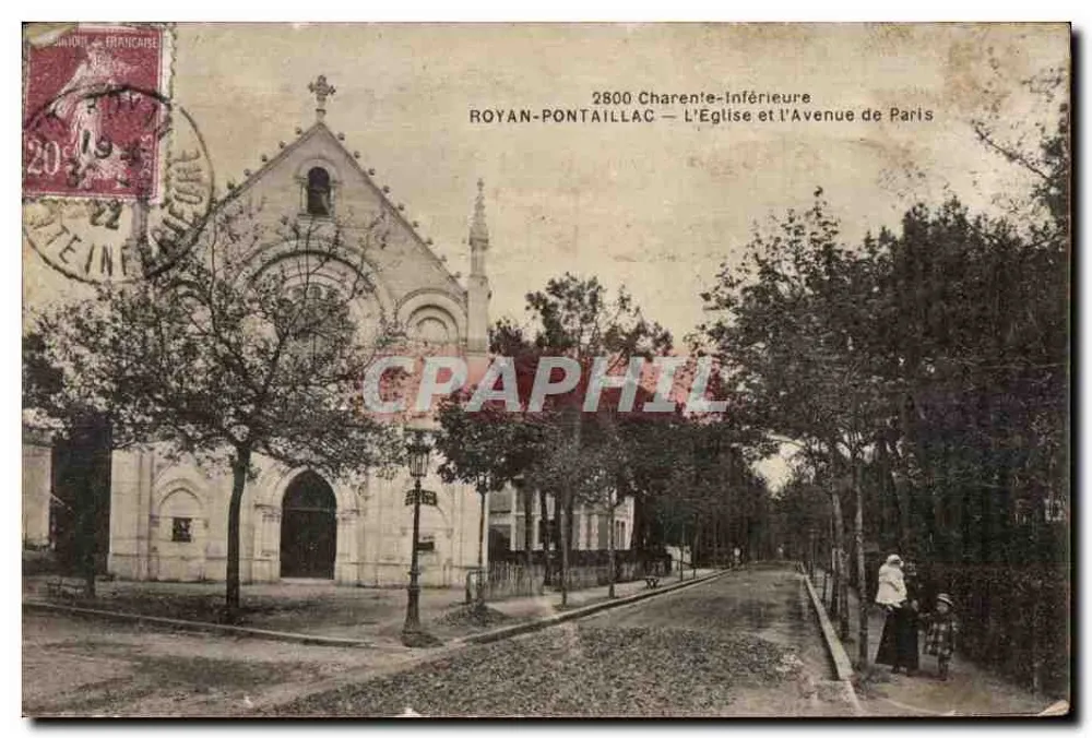 Royan-Pontaillac — L'Église et l'Avenue de Paris — F. Brien, phot.-éd.r. & O. — Royan (Château-Inférieure) - Vorderseite