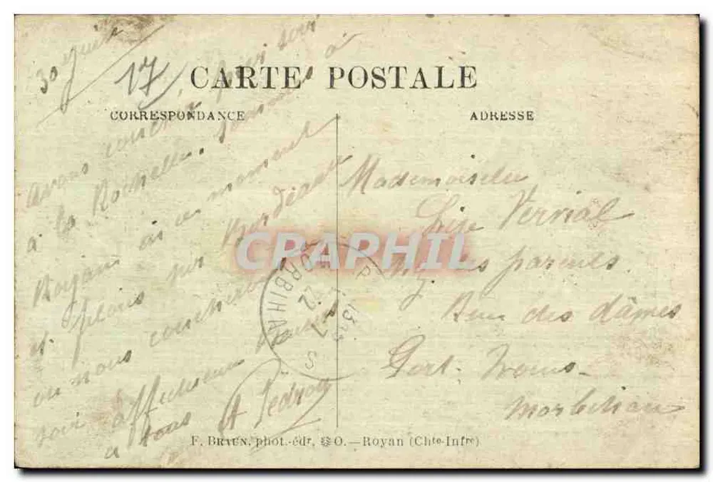 Royan-Pontaillac — L'Église et l'Avenue de Paris — F. Brien, phot.-éd.r. & O. — Royan (Château-Inférieure) - Rückseite