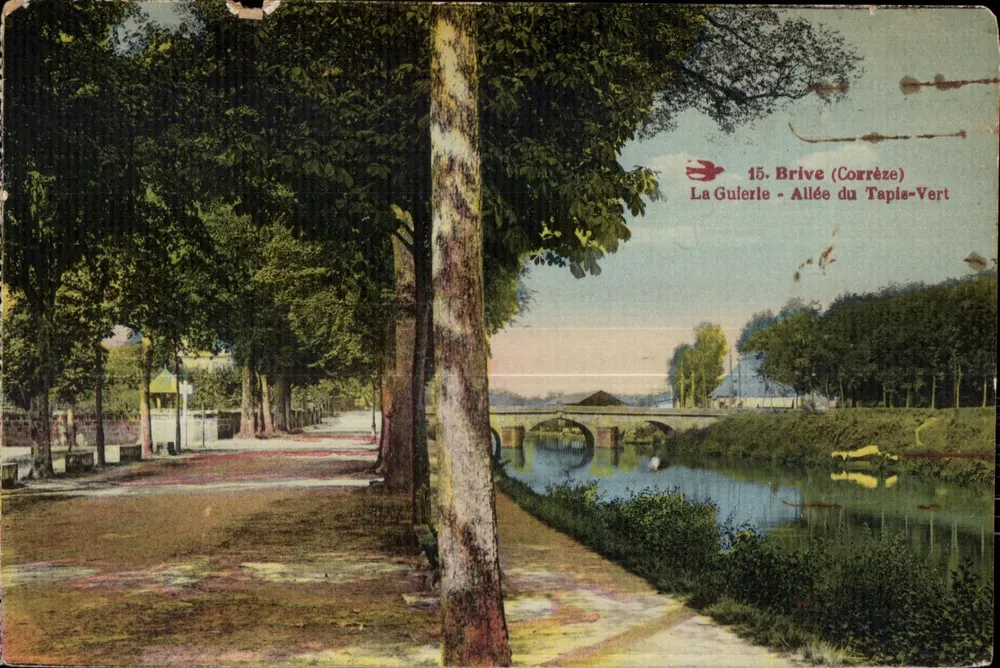 Brive (Corrèze) - Avenida do Tapete Verde — vista do rio e do ponte - Frente