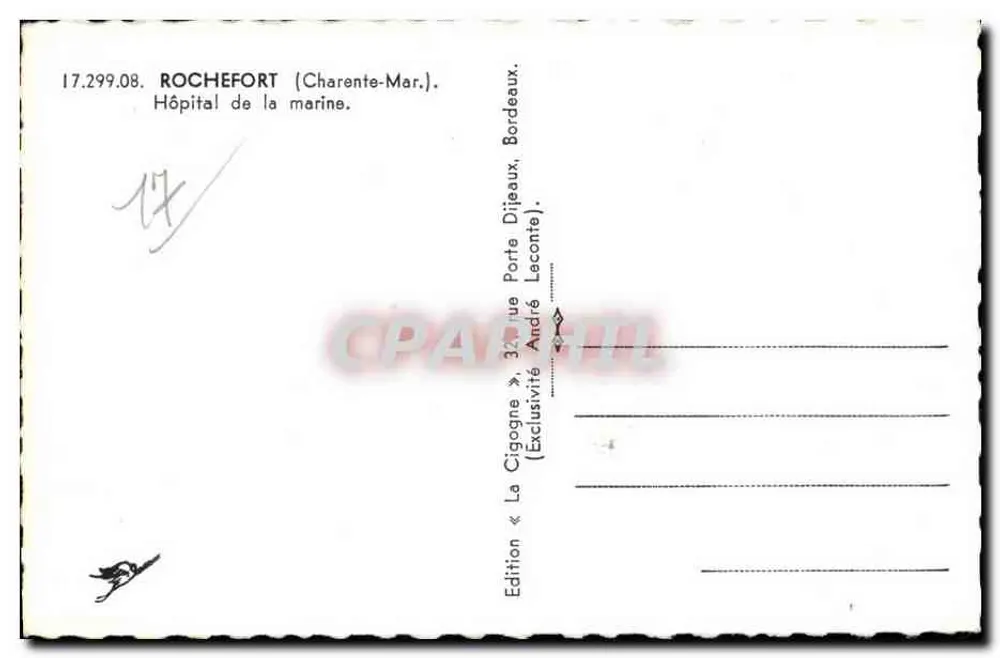 Marinespital — Rochefort (Charente-Maritime) — Ausgabe « La Cigogne » - Rückseite
