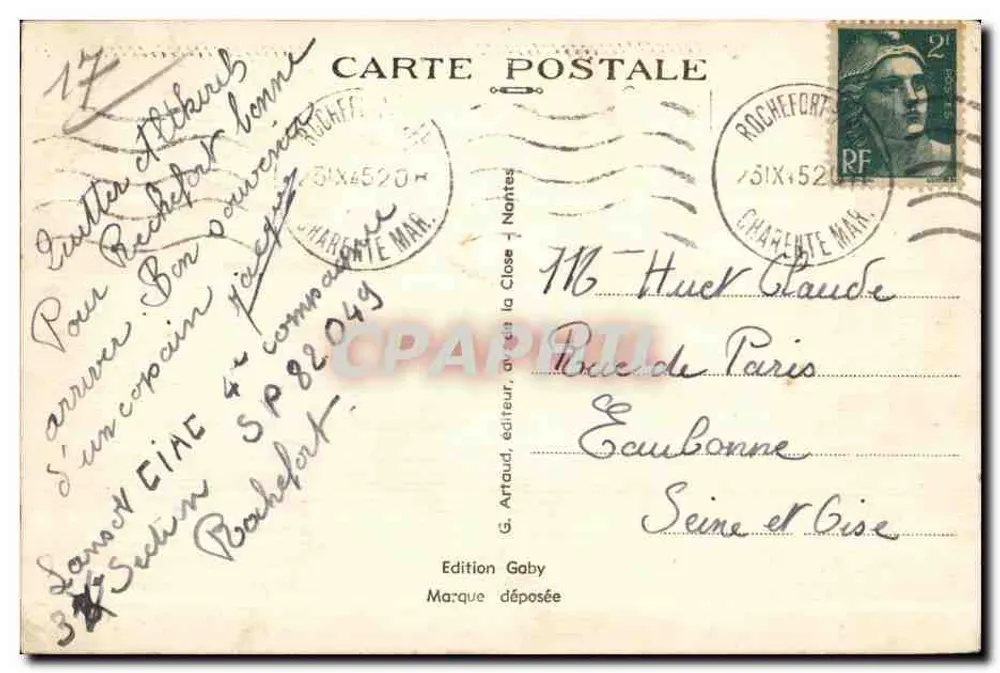 ROCHEFORT-sur-MER (Ch.-Inf.) — Cours Roy Bry — Saby - Verso