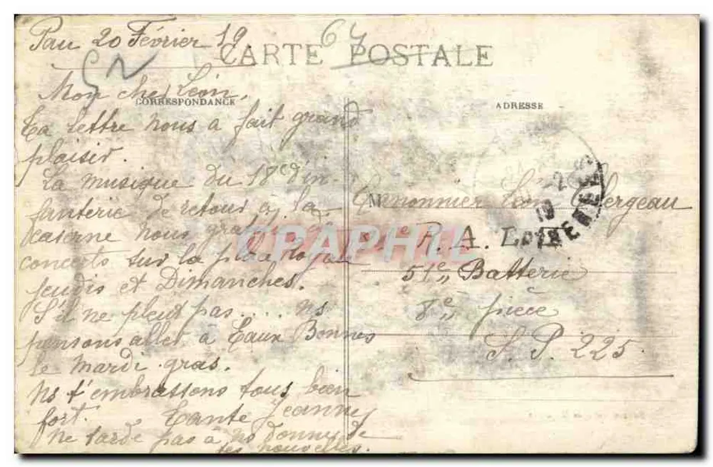 PAU - O Cours Bosquet — vista urbana com farmácia — Edição Galeries Modernes, n°47 - Verso