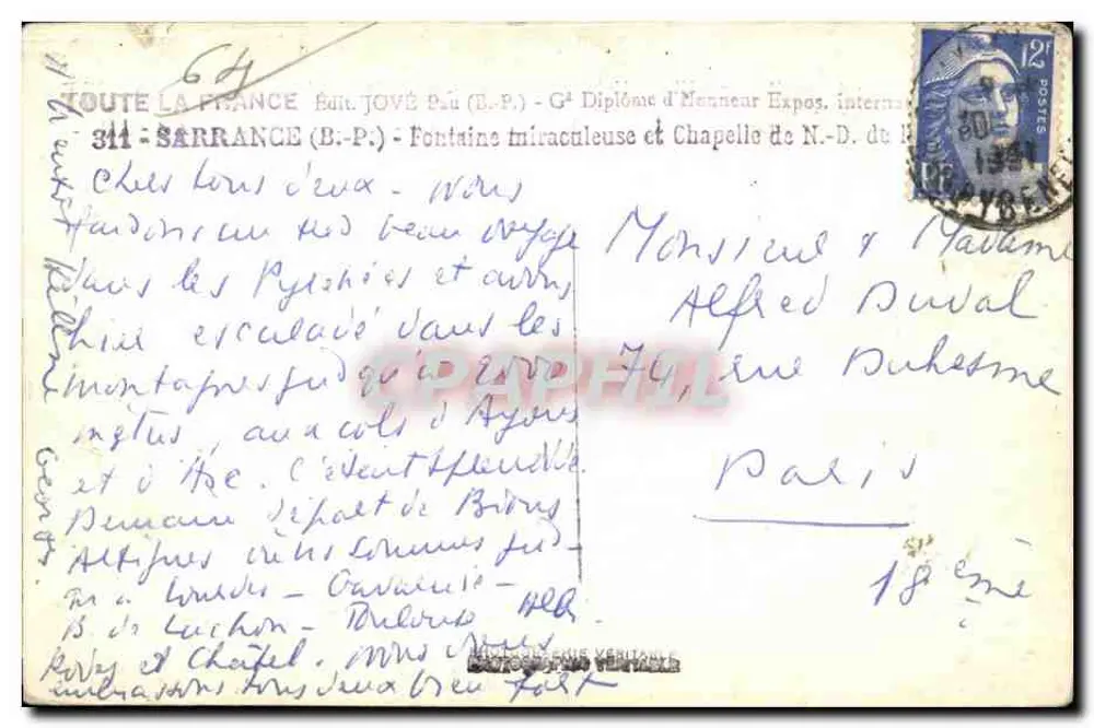 Sarrance (B.P.) - Fonte milagrosa e capela de N.-S. do Monte - Verso