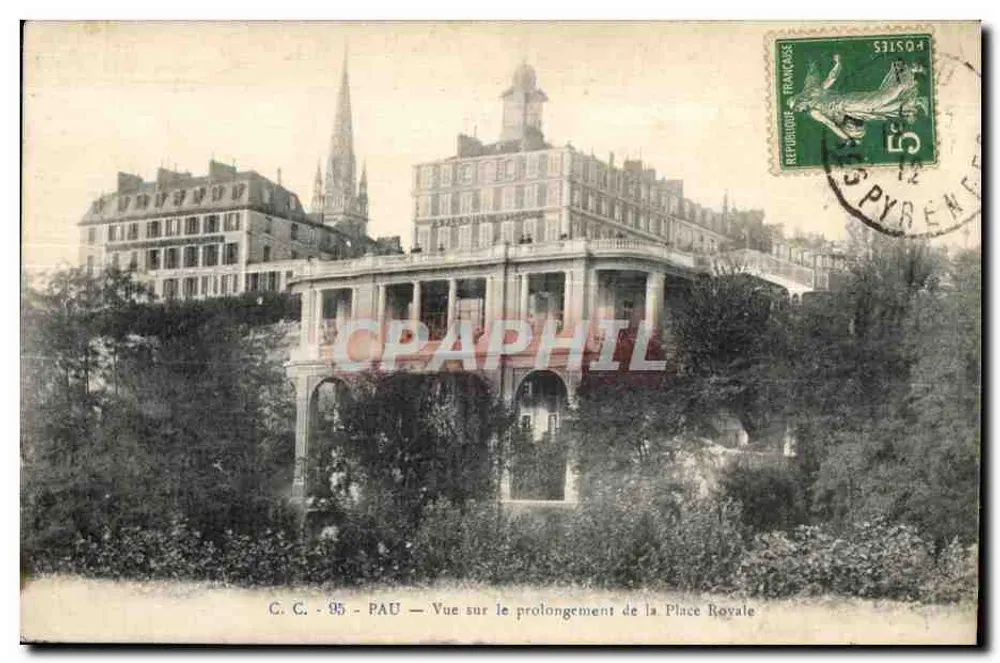 PAU — Vue sur le prolongement de la Place Royale — C.C. 95 - Vorderseite