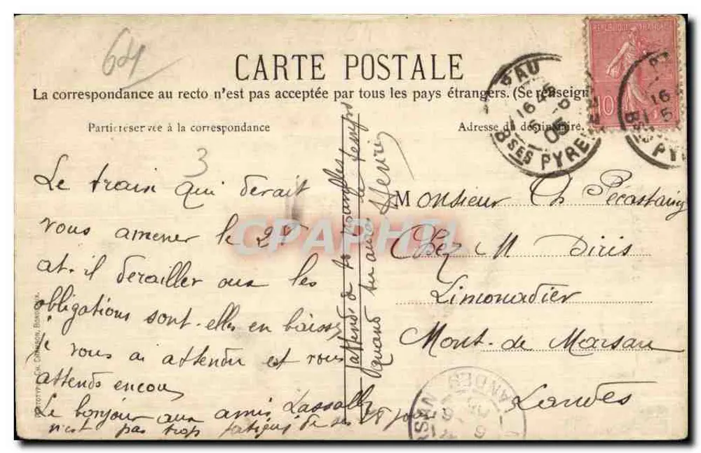 Pau — O Castelo e Estátua de Gaston Phébus — C. C. - Verso