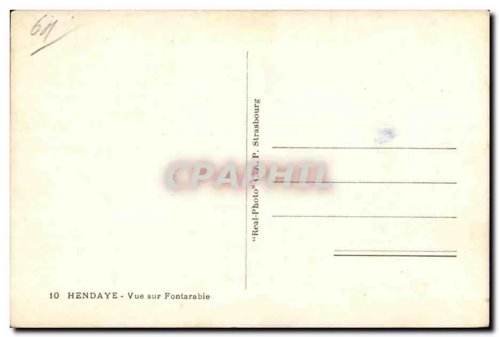 Hendaye — Vista de Fontarabie — C.A.P. Strasbourg - Verso