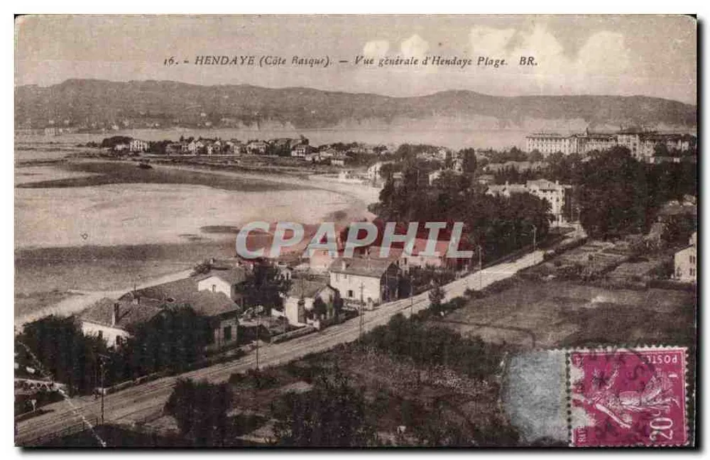 Hendaye (Côte Basque) — Vista geral da Praia de Hendaye. BR. — Bloch frères, editores, Bordeaux - Frente
