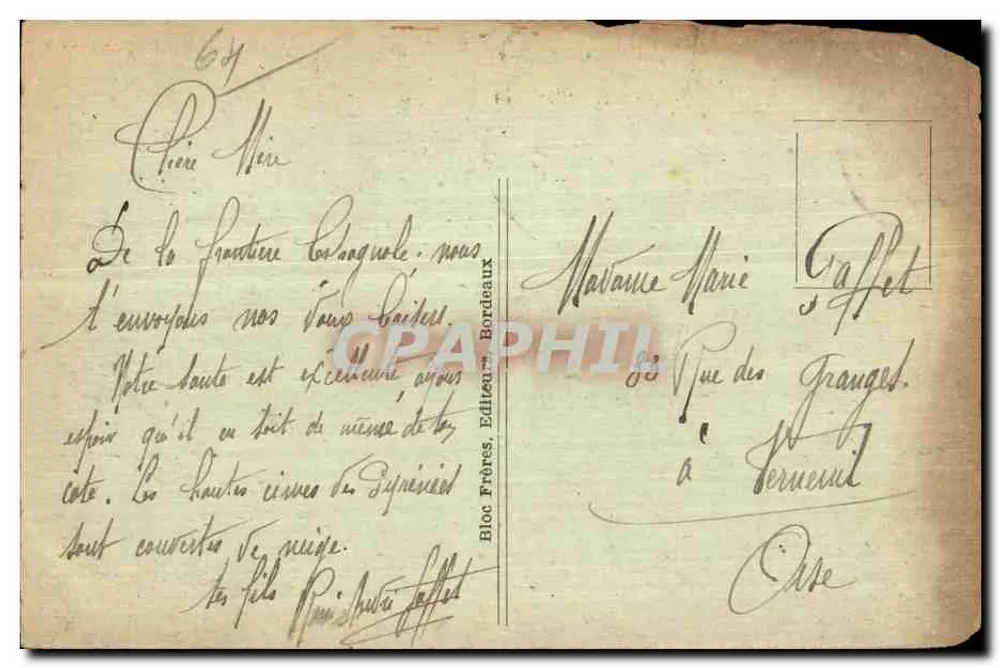 Nendayé (Côte Basque) — Blick auf die Bidassoa und Fontarabie — BR - Rückseite