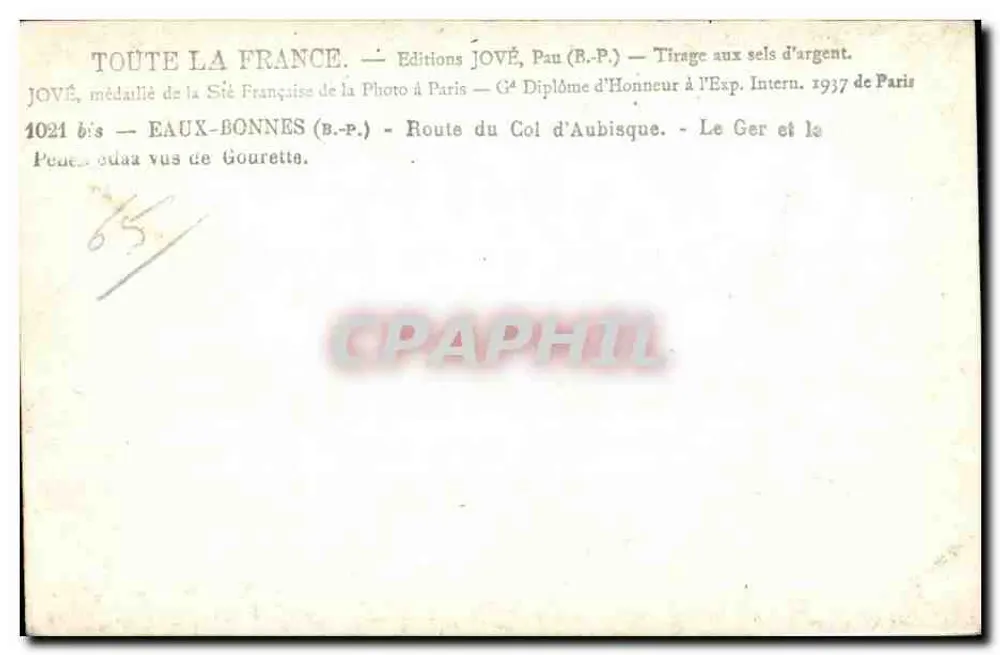 Le Ger e o Peneu — Eaux-Bonnes (B.P.) — Edições Jové, Pau - Verso