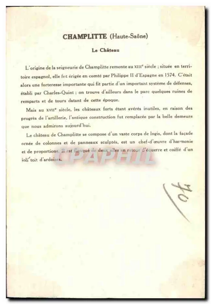 Champlitte (Haute-Saône) — O Castelo — número de série 70 - Verso