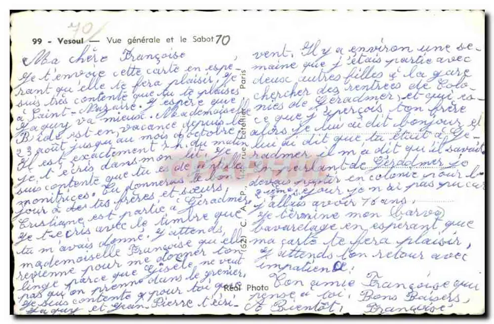Vesoul — Vista geral e o Sabot — C.A.P. n°99 - Verso