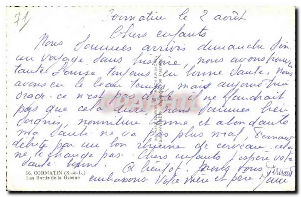 Cormatin — De oevers van de Grosne — uitgever CORMATIN (S.-à-L.) - Achterkant