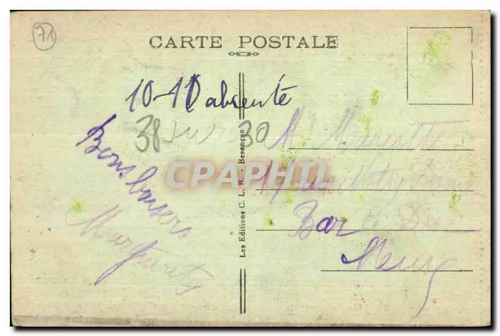 Paray-le-Monial — Hotel-Dieu — Editor C.L. Beaurepaire, n° 30570 - Verso