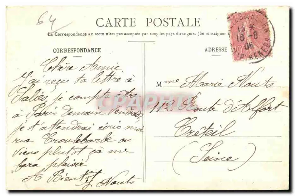 SALIES-de-BÉARN - Das Thermalbad — N°64, Verlag Landreau - Rückseite