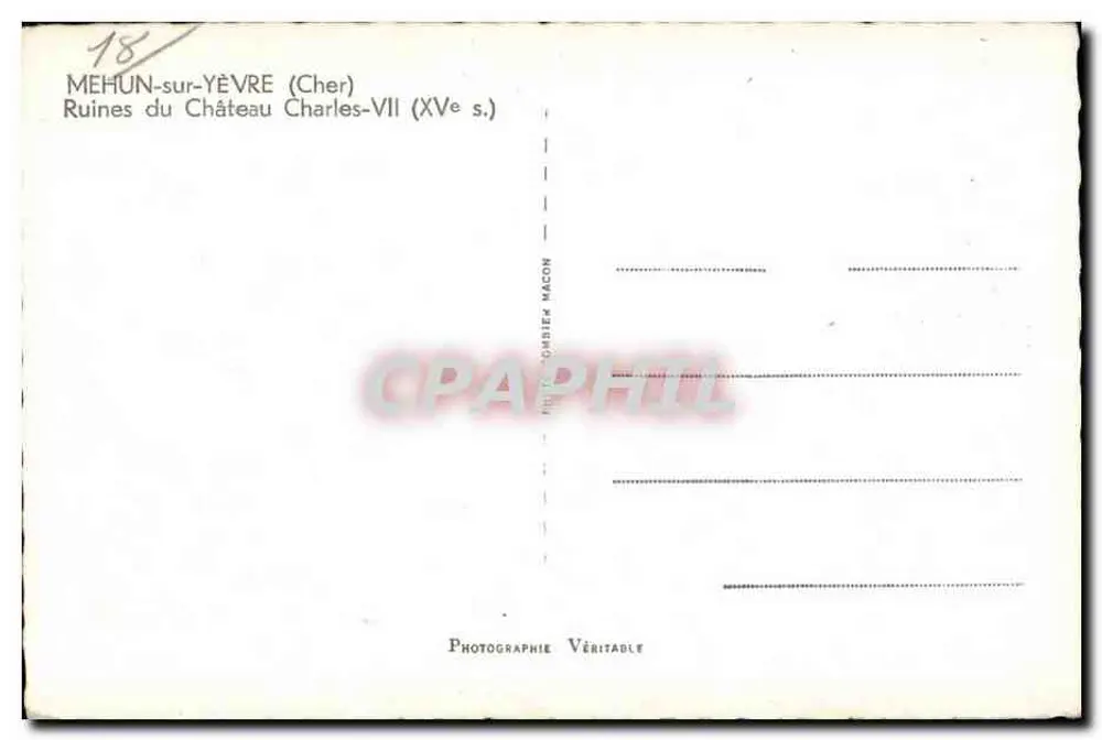 Mehun-sur-Yèvre — Ruinen des Schlosses von Charles VII — Photographie Ombrier Mâcon - Rückseite
