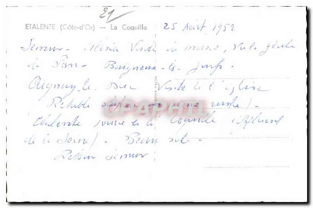 Étalente (Côte-d'Or) — A Concha — Editora Vacon - Verso