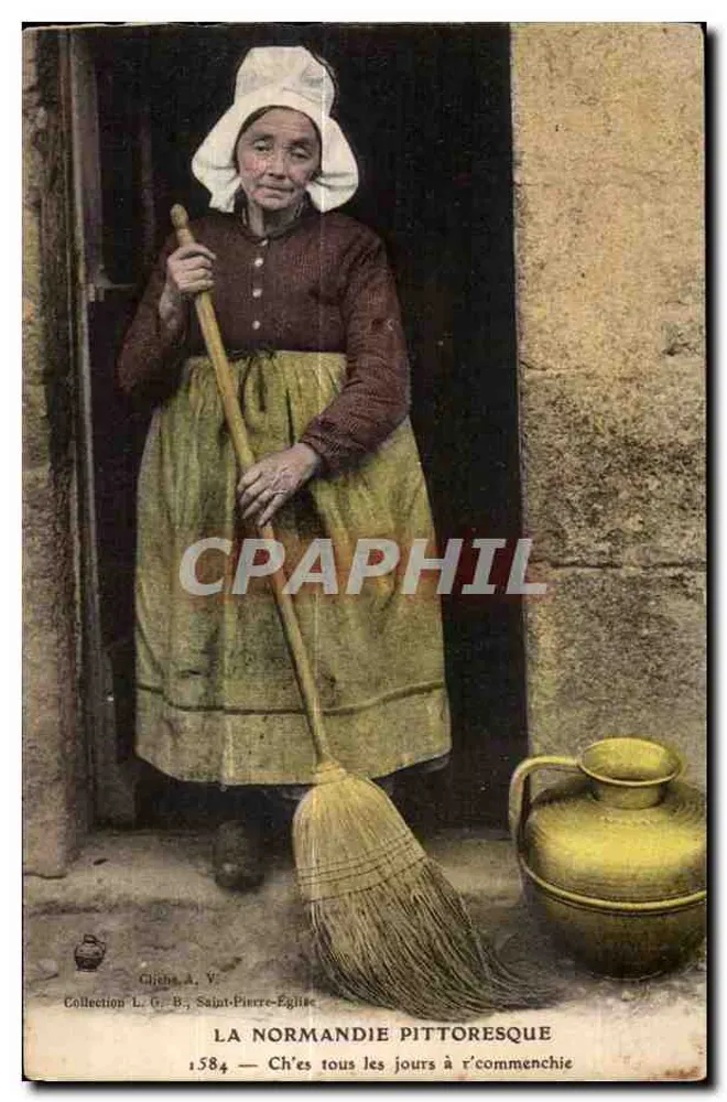 Normannische Frau mit Besen — Saint-Pierre-Église — Gijohn A. V. - Vorderseite