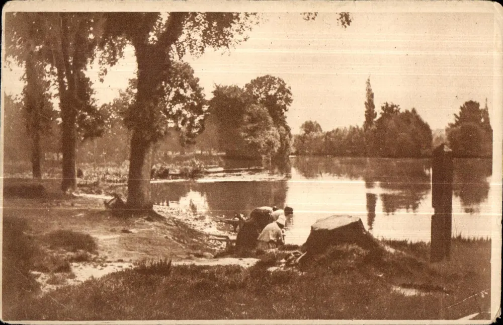 Ufer der Orne bei Caen — Ansicht der Ufer mit Bäumen und Personen — Édité par l'Entraide Unioniste - Vorderseite