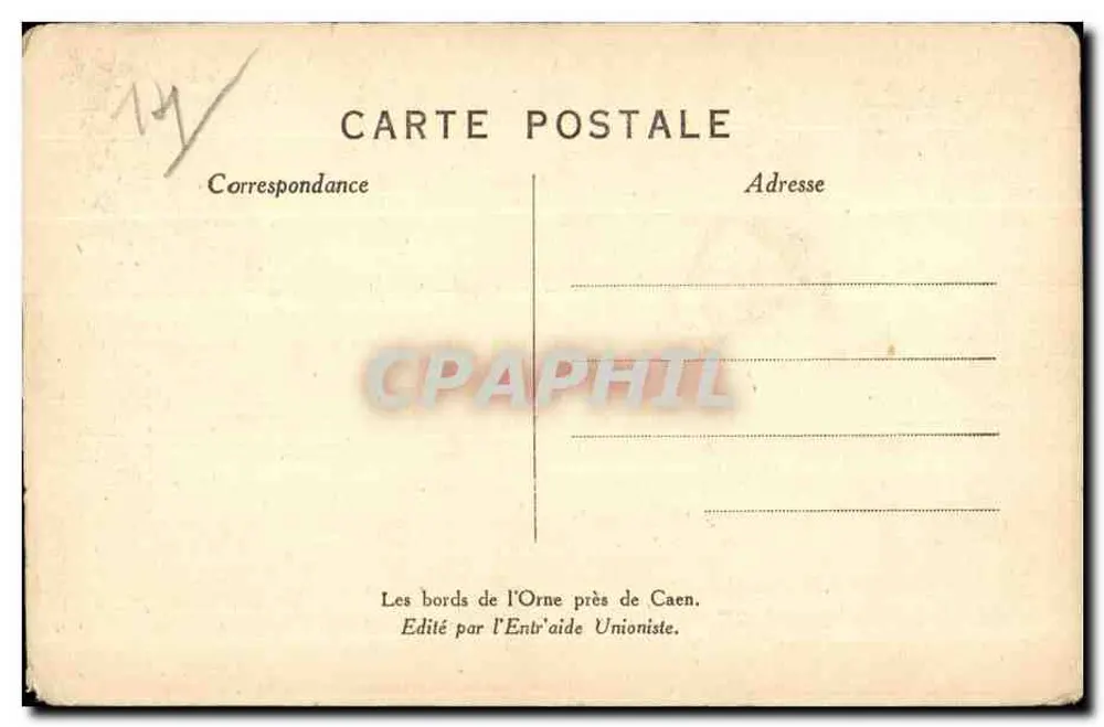 Ufer der Orne bei Caen — Ansicht der Ufer mit Bäumen und Personen — Édité par l'Entraide Unioniste - Rückseite
