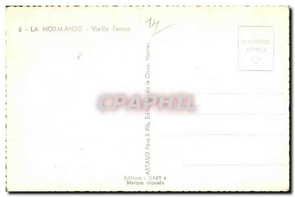 A Normandia - Velha Fazenda — Edições Gaby, Nantes - Verso