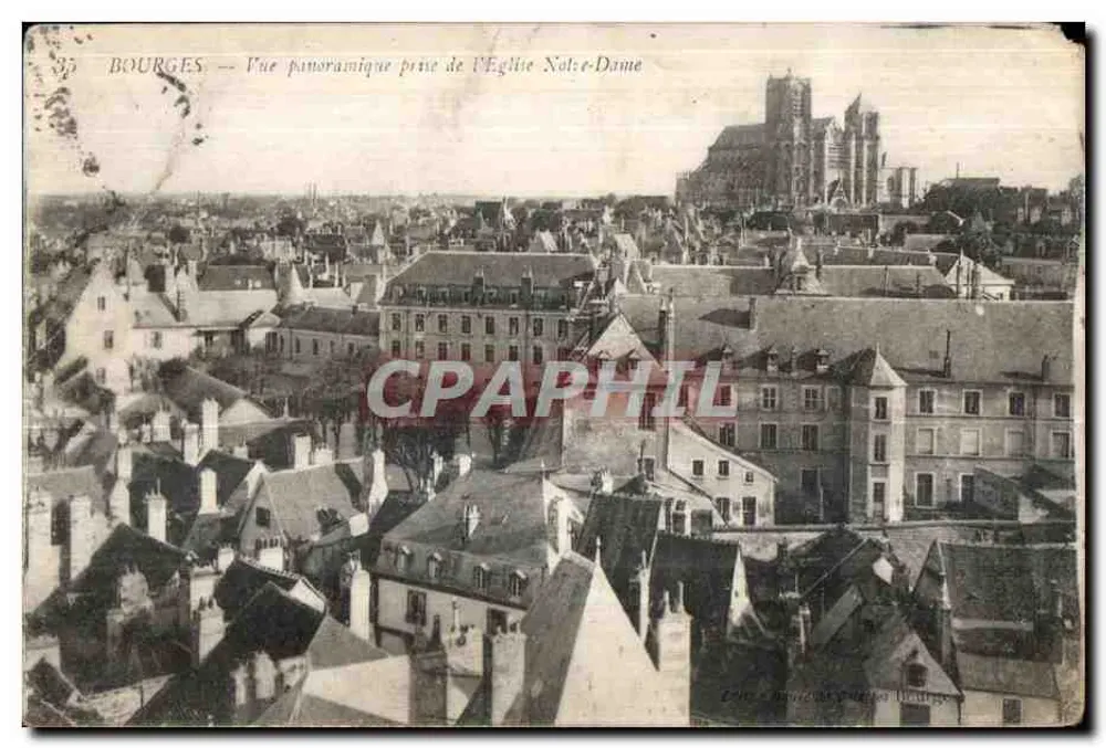 Bourges — Panoramablick vom Notre-Dame-Dom — Verlag: Émile Baudouin, Bourges, n°35 - Vorderseite