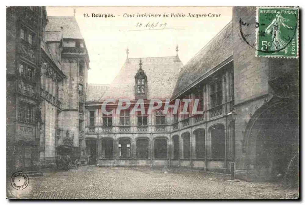 Bourges - Binnenhof van het Paleis Jacques-Cœur — uitgever niet geïdentificeerd, serie-nummer 19 - Voorkant
