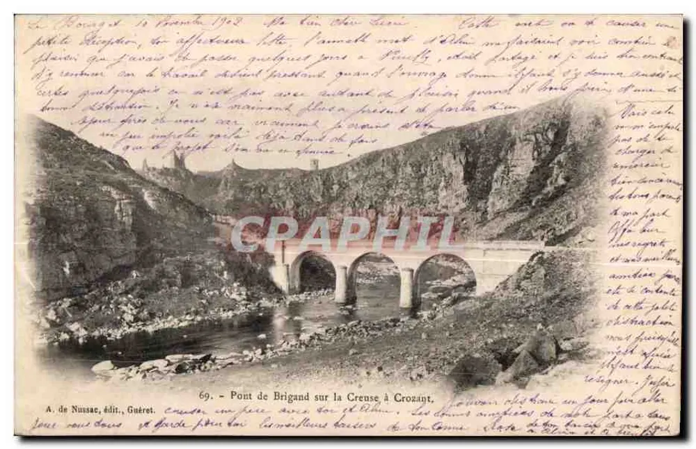Brigand-Brücke über die Creuse in Crozant — A. de Nussac, Verlag, Guéret — n° 69 - Vorderseite