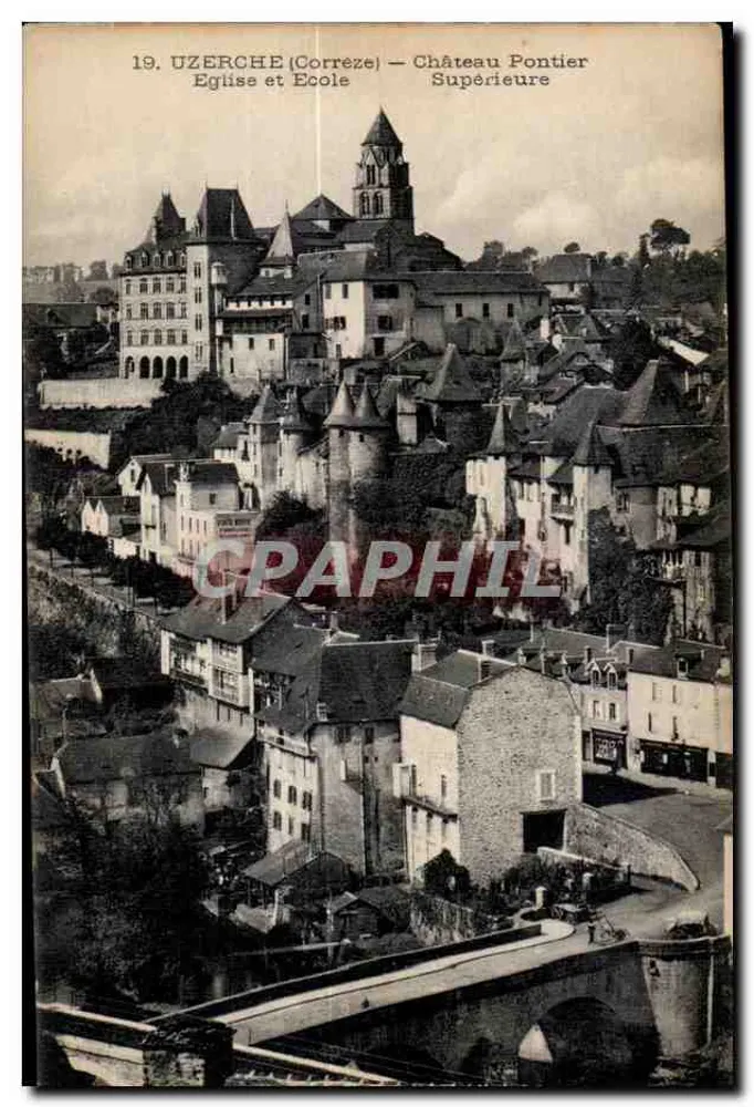 Uzerche (Corrèze) — Schloss Pontier, Kirche und Hochschule - Vorderseite