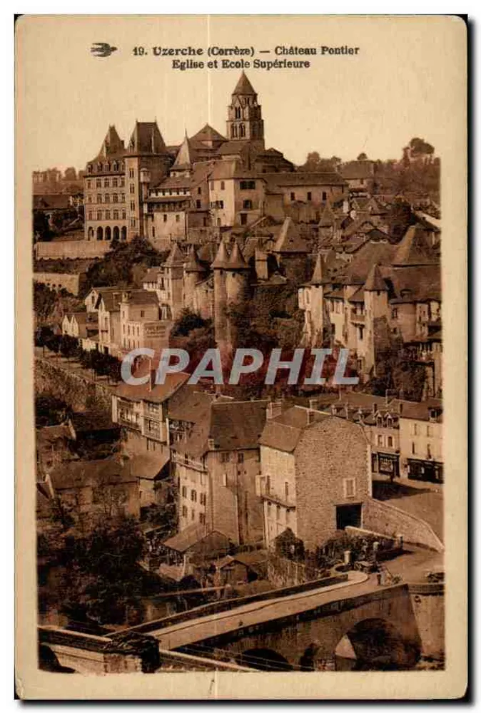 Uzerche (Corrèze) — Schloss Pontier — Kirche und Hochschule - Vorderseite