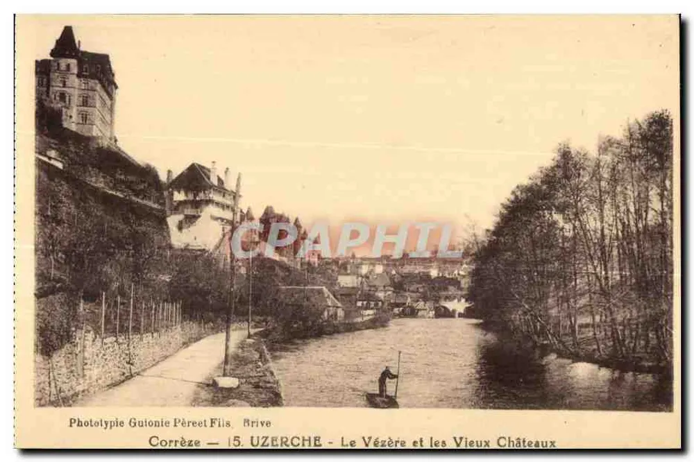 Brive-la-Gaillarde — Der Vézère und die alten Schlösser — Phototypie Guionie Pèreet Fils - Vorderseite
